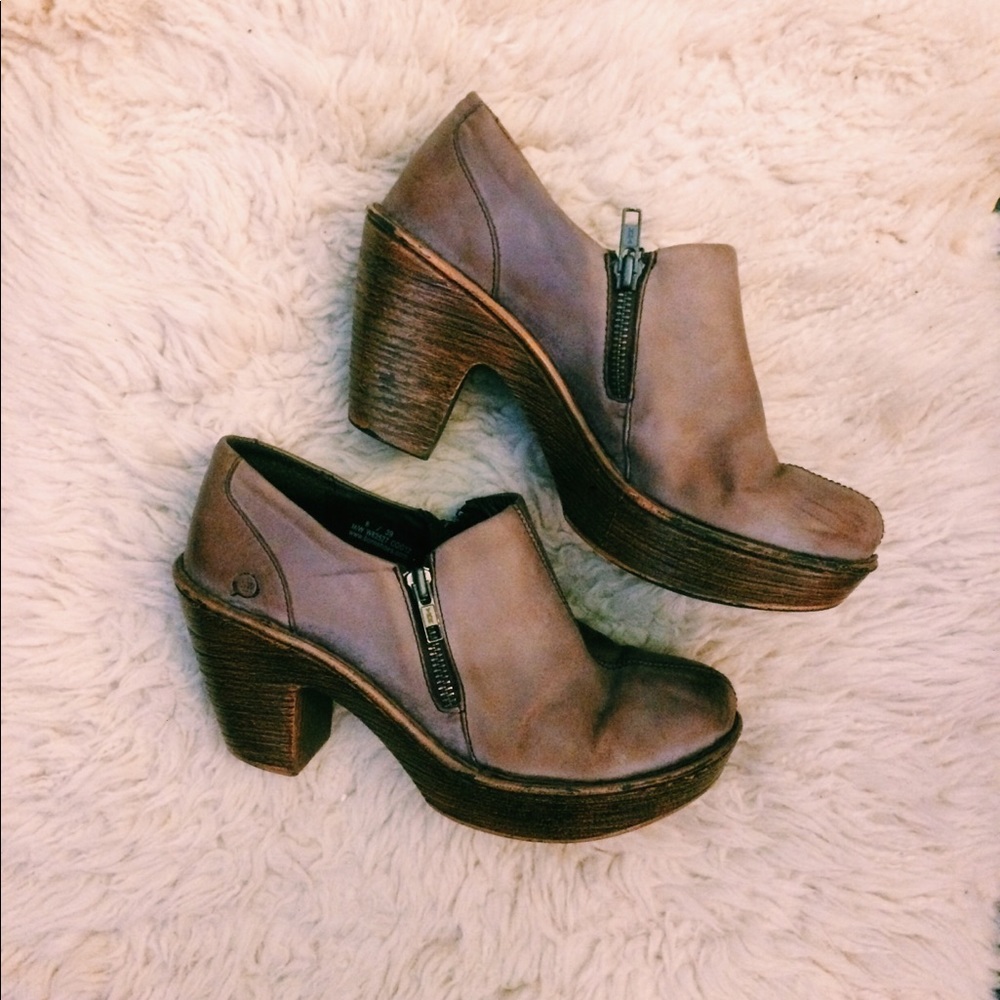 Børn gray/brown clog heels (size 8)